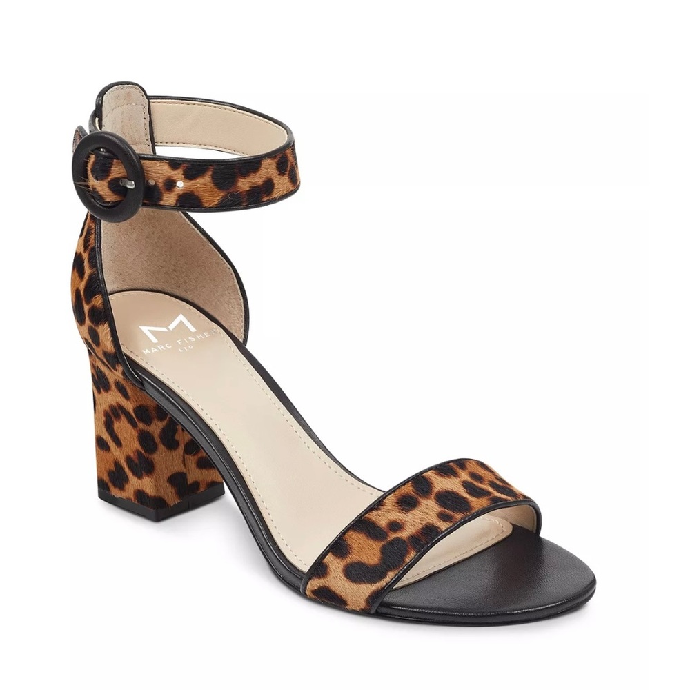 Marc Fisher Karlee Leopard Print Block Heel Sandals